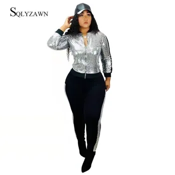 Sequin Side Stripe Matching 2 Piece Outfit Sexy Female Glitter Jacket + Pants Casual Set Fall Winter Red Blue Clothes Plus Size
Sequin Side Stripe Matching 2 Piece Outfit Sexy Female Glitter Jacket + Pants Casual Set Fall Winter Red Blue Clothes Plus Size