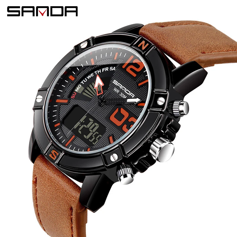 SANDA Sport Men Dual Display Wristwatches Military Watch Life Waterproof Leather Date Calendar Led Digital Quartz Wristwatc
SANDA Sport Men Dual Display Wristwatches Military Watch Life Waterproof Leather Date Calendar Led Digital Quartz Wristwatc