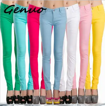 Genuo New 2019 Women Jeans Cotton Pencil Leggings Skinny Jeans Mid Waist Woman Slim Fit Woman Full Length Candy Color 
Genuo New 2019 Women Jeans Cotton Pencil Leggings Skinny Jeans Mid Waist Woman Slim Fit Woman Full Length Candy Color