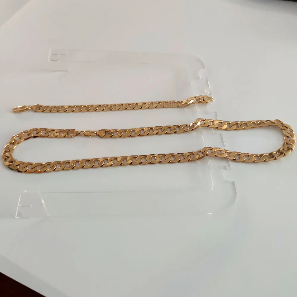 

Luxury 18ct Yellow Gold Heavy 10MM Miami Curb Link Cuban Mens Chain Necklace bracelet set Jewellery 24inch Links