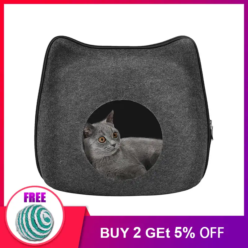 bag zipper cat shape felt cloth cat house bed for cats basket