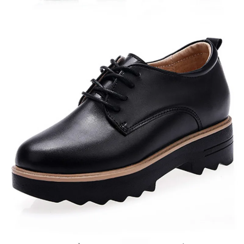 Quality High Platform Oxford Shoes for Women Black Leather Lace Up Height Increasing Thick Buttom Loafers Ladies Shoes P265
Quality High Platform Oxford Shoes for Women Black Leather Lace Up Height Increasing Thick Buttom Loafers Ladies Shoes P265
