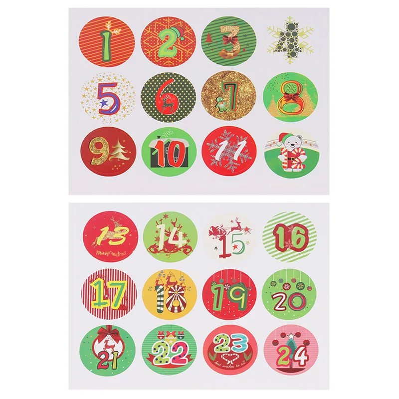 Christmas Advent Calendar 3.5cm 1-24number Paper Stickers Christmas Calendar Sticker Navidad Kerst Decor for Home Natal Supplies
Christmas Advent Calendar 3.5cm 1-24number Paper Stickers Christmas Calendar Sticker Navidad Kerst Decor for Home Natal Supplies
