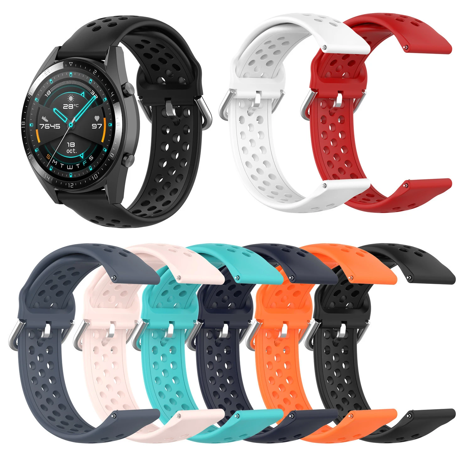 Watch Bands Soft Silicone Quick Release Straps Stainless Steel Buckle for Galaxy Watch Active/42/46mm strap for HUAWEI GT band
Watch Bands Soft Silicone Quick Release Straps Stainless Steel Buckle for Galaxy Watch Active/42/46mm strap for HUAWEI GT band