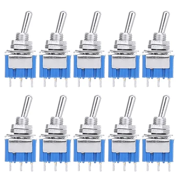 

10pcs Blue SPDT Latching On/On 2 Position Switch Mayitr Miniature Toggle Switches AC 125V/3A For Switching Lights Motors