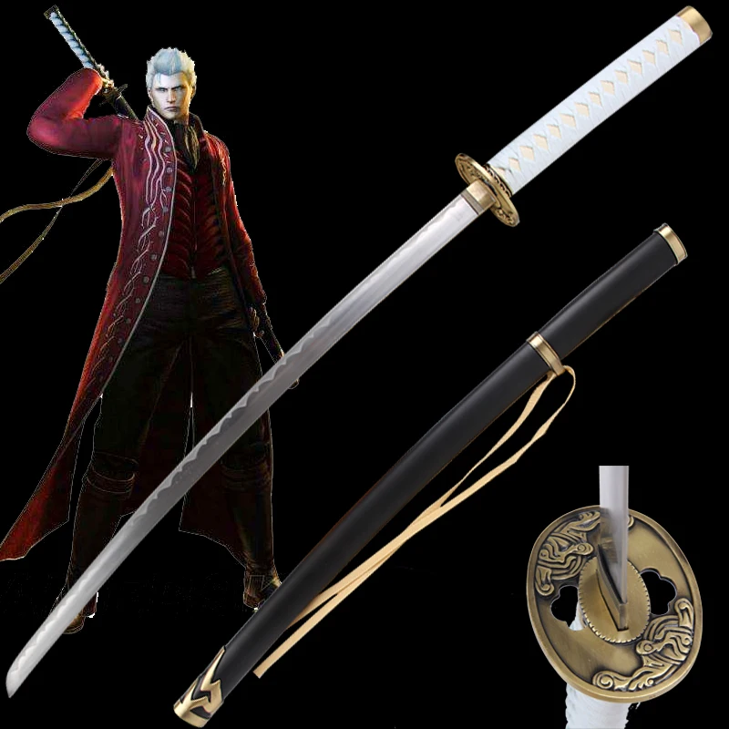 

Anime sword Real Steel Blade Japanese Katana Decorative Swords For Devil-May- Cry- Vergil's Yamato Sword Cosplay Props Blunt