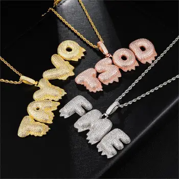 Hip Hop Iced Out Bubble Letters Custom Name Cubic Zircon Drip Chain Pendants & Necklaces Rope Chain For Men Jewelry Pendentif
Hip Hop Iced Out Bubble Letters Custom Name Cubic Zircon Drip Chain Pendants & Necklaces Rope Chain For Men Jewelry Pendentif