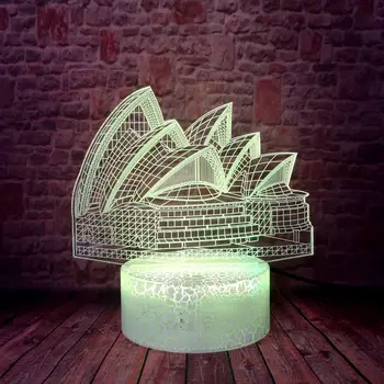 

Flashing 3D Illusion LED Desk Nightlight Colorful Changing Sleeping Light Sydney Opera House Model Toys