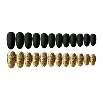 2 Sets Black and Golden Sequin Fake Nails Matte False Nails Artificial Nail Tip Fingernails for Women Girls (24pcs/Set)
2 Sets Black and Golden Sequin Fake Nails Matte False Nails Artificial Nail Tip Fingernails for Women Girls (24pcs/Set)