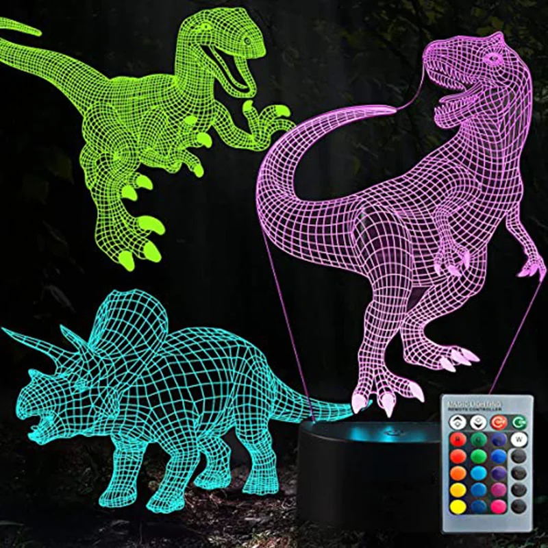 Dinosaur 3D Night Light Gift Led Touch Sensor Three Patterns Changing Dimmable Colorful Bedroom Nightlight Decor light Lamp
Dinosaur 3D Night Light Gift Led Touch Sensor Three Patterns Changing Dimmable Colorful Bedroom Nightlight Decor light Lamp