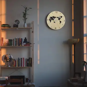 World Map Clock Wooden Wall Clocks Numerals Hands Silent Battery Operated Decorative Wooden Map Clock Watch for Living Room
World Map Clock Wooden Wall Clocks Numerals Hands Silent Battery Operated Decorative Wooden Map Clock Watch for Living Room