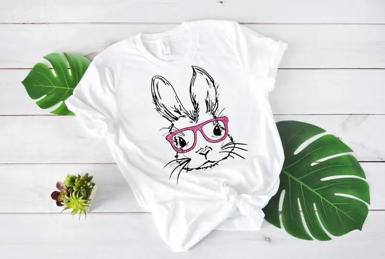 Easter Bunny With Glasses Shirt Birthday Women's Short Sleeve Tees Fashion 100% Cotton O Neck Female Clothing Plus Size Casual
Easter Bunny With Glasses Shirt Birthday Women's Short Sleeve Tees Fashion 100% Cotton O Neck Female Clothing Plus Size Casual