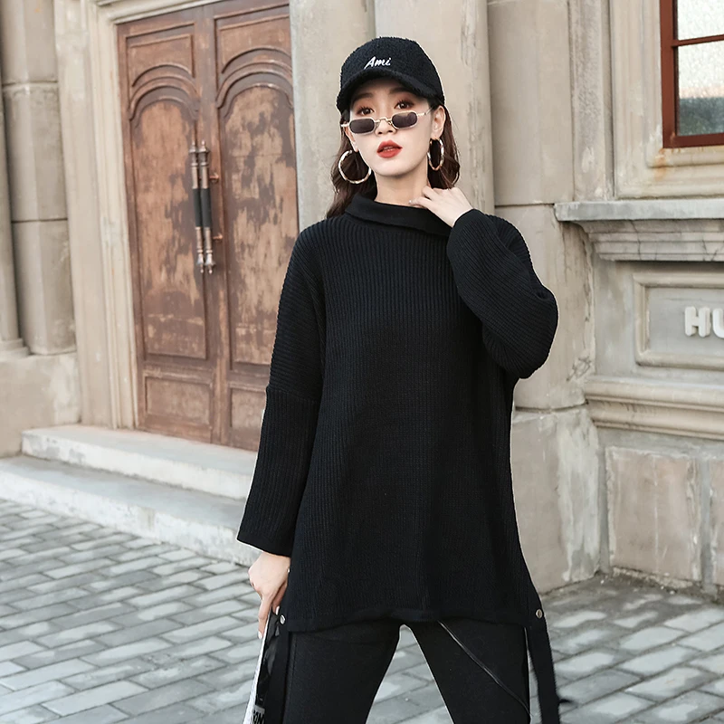 Winter Black Turtleneck Sweater High Street Style Solid Color Tops Female Loose Pullover Sweater
Winter Black Turtleneck Sweater High Street Style Solid Color Tops Female Loose Pullover Sweater