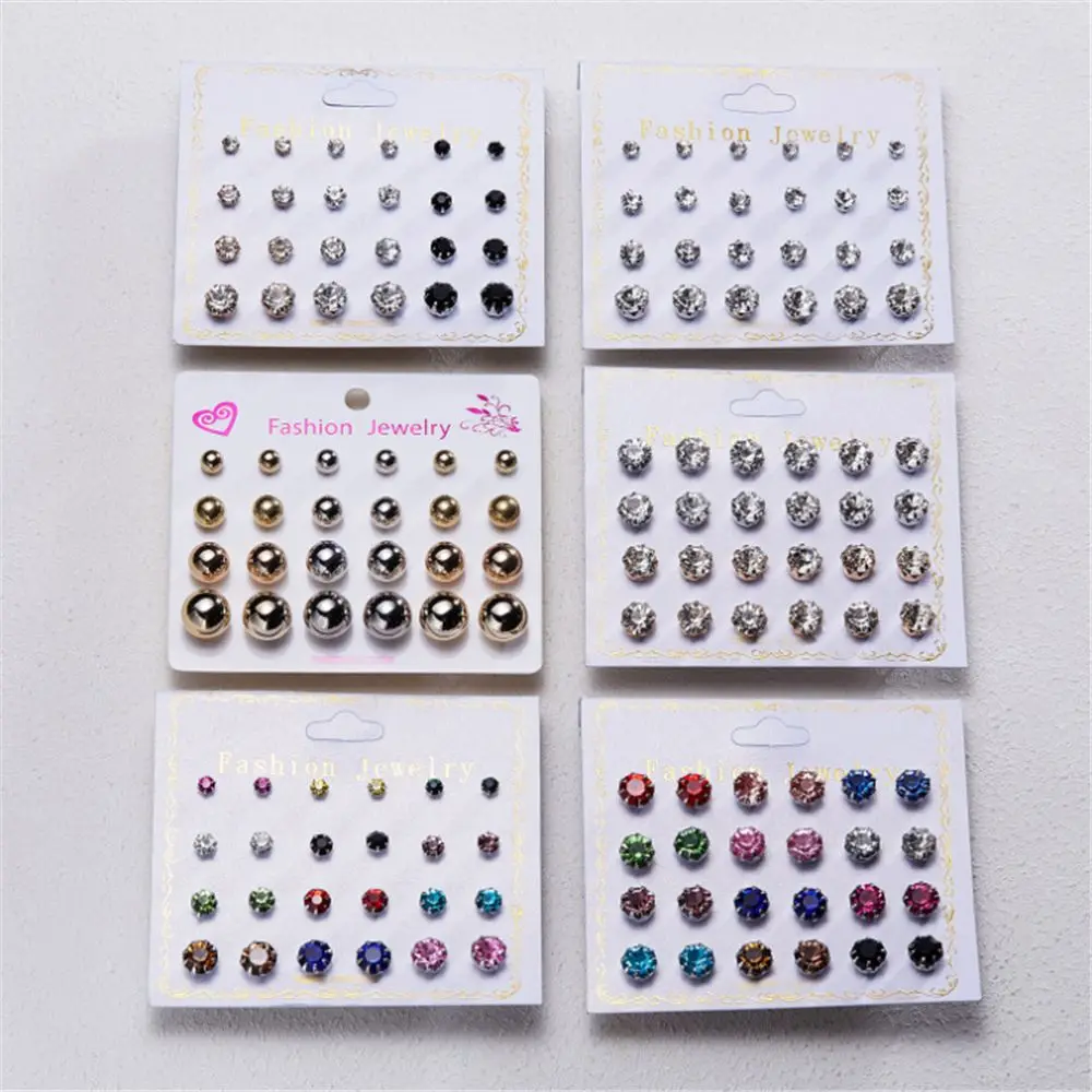 12 Pair/Set Simple Solid Fashion Mixing Crystal Zircon Stud Earrings Shiny Lots of Earrings Jewelry for Women Girls Wholesale
12 Pair/Set Simple Solid Fashion Mixing Crystal Zircon Stud Earrings Shiny Lots of Earrings Jewelry for Women Girls Wholesale
