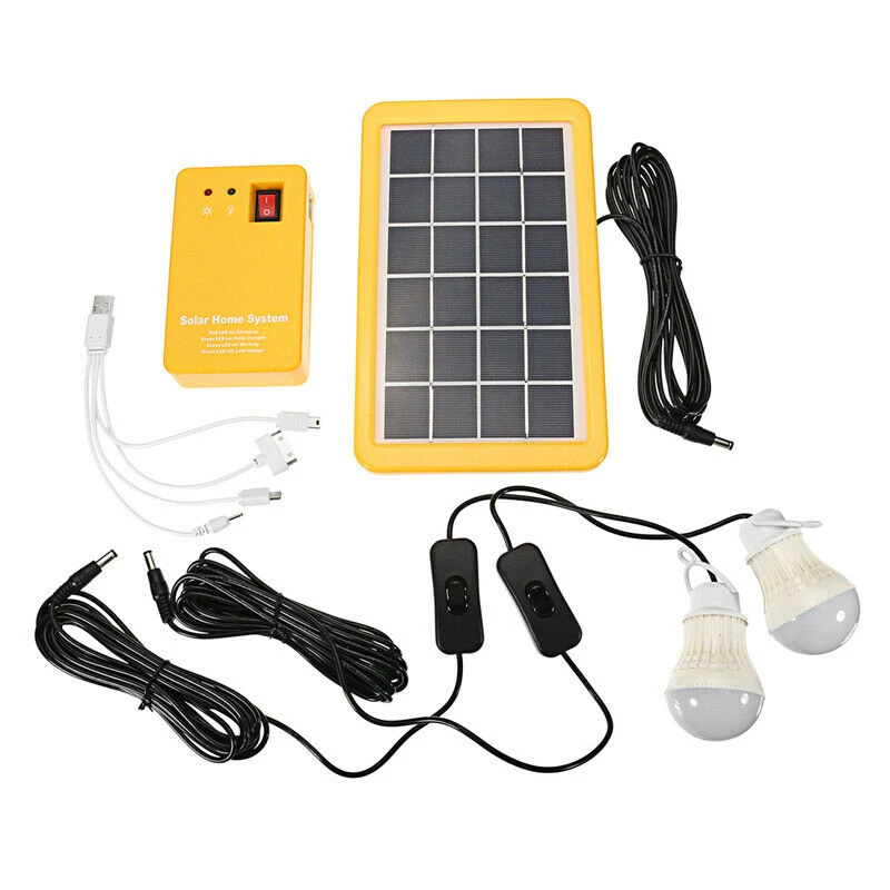Solar Power Panel Generator Usb Charger Home System Outdoor Garden over 2 Led Blubs