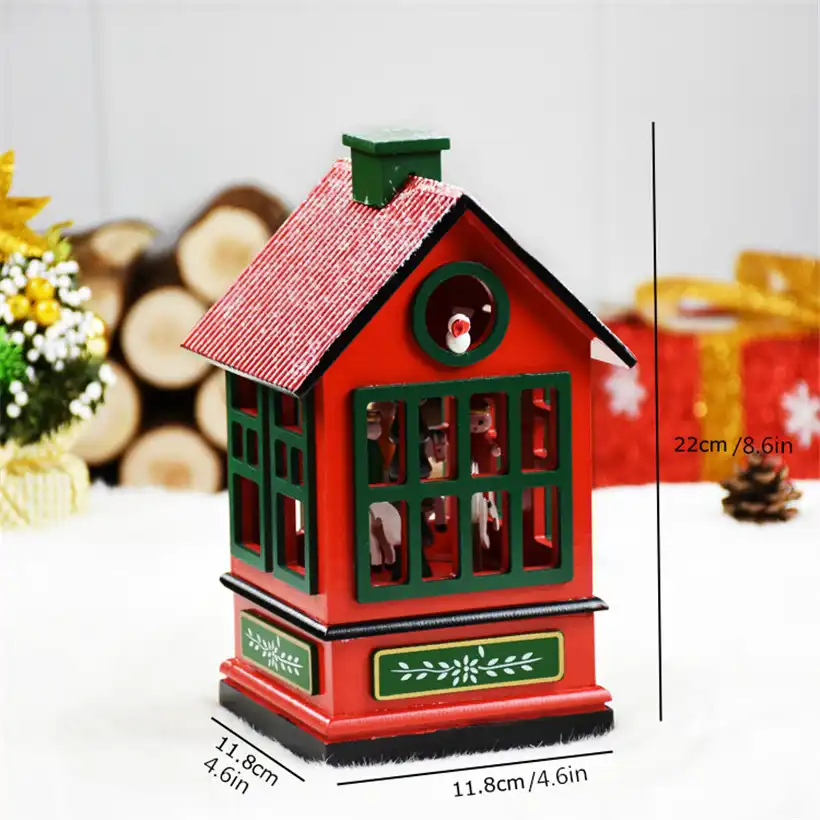 for home wooden music box house shape kids christmas gift window