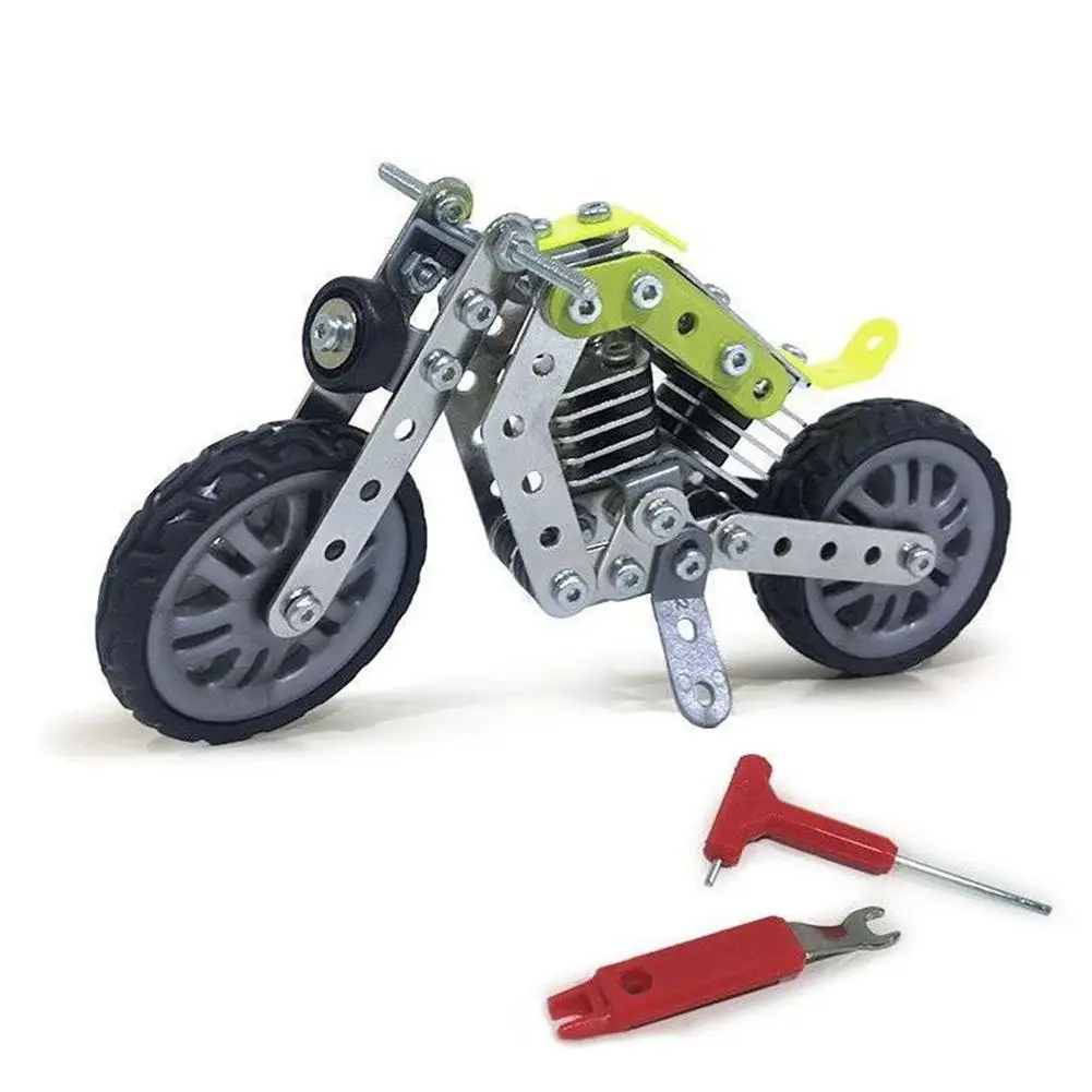 motorcycle alloy assembled building blocks educational toys