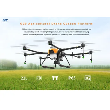

NEW EFT G20 Agricultural Drone 22L double tank double battery eight nozzle spraying system