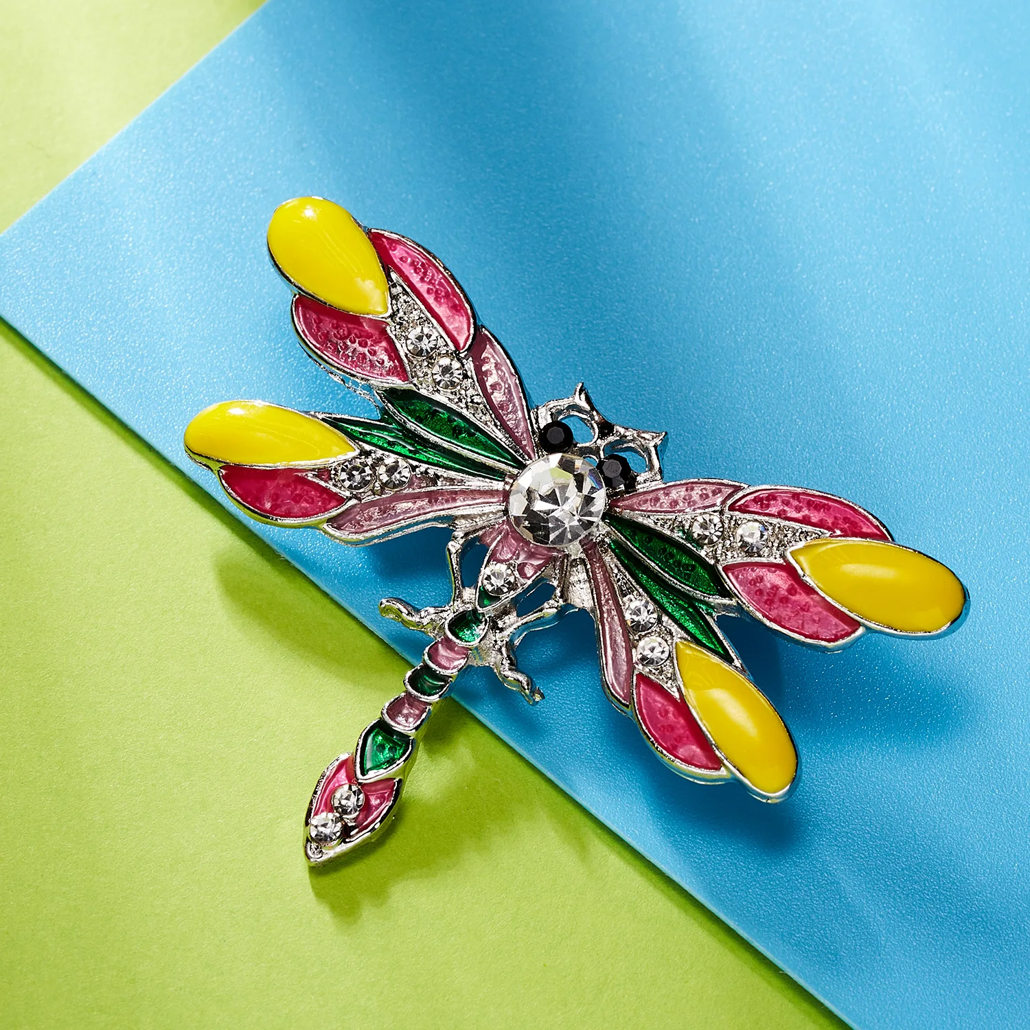 Broszka Vintage Crystal Dragonfly Rinhoo - Modna ozdoba w formie skrzydła ważki - Biżuteria z owadem - Wianko - 149