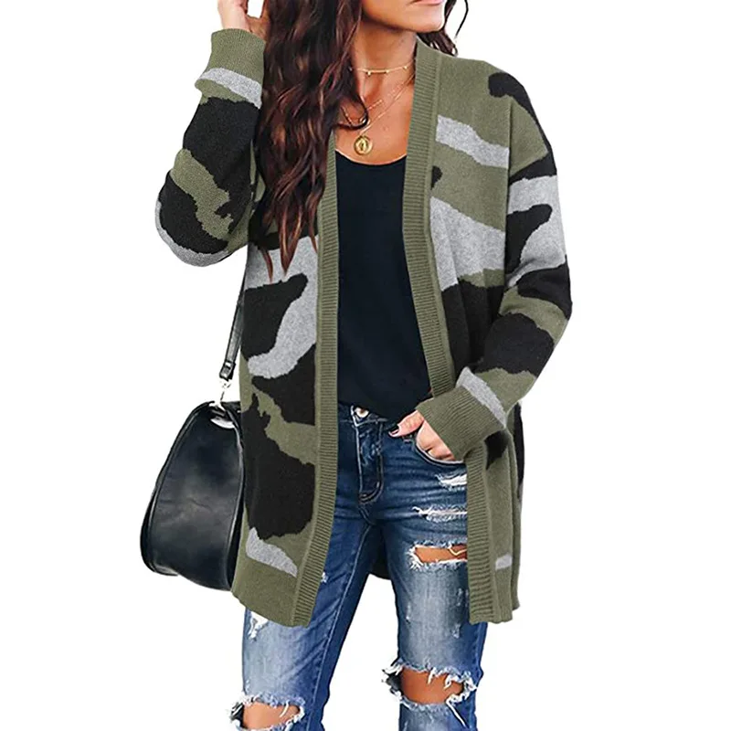 2020 Winter Sweater Women Camouflage Long Knitted Cardigan Casual Acrylic Full Sleeve V-Neck Print Open Stitch Jacket Coats
2020 Winter Sweater Women Camouflage Long Knitted Cardigan Casual Acrylic Full Sleeve V-Neck Print Open Stitch Jacket Coats