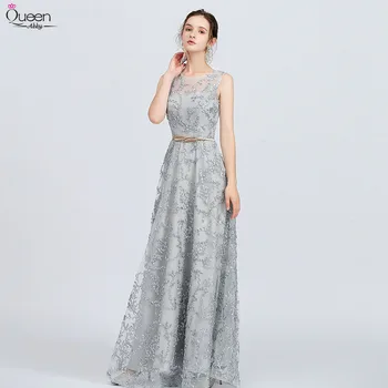 Lace Prom Dresses Long A Line Sleeveless Zipper Up Grey Formal Dress With Sash Appliques Women Occasion Party Gown Robe De Soire
Lace Prom Dresses Long A Line Sleeveless Zipper Up Grey Formal Dress With Sash Appliques Women Occasion Party Gown Robe De Soire