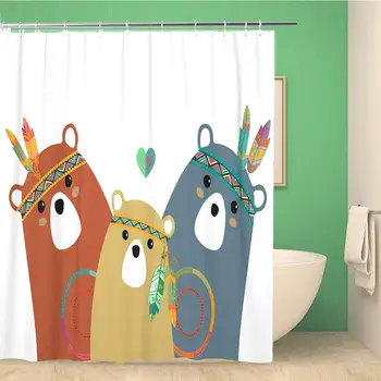 Bathroom Shower Curtain Blue Tribal Family of Colored Bears for Baby Room 72x78 inches Waterproof Bath Curtain Set with Hooks
Bathroom Shower Curtain Blue Tribal Family of Colored Bears for Baby Room 72x78 inches Waterproof Bath Curtain Set with Hooks