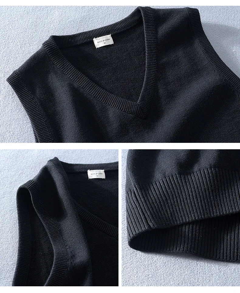 Men Winter Autumn Fashion Solid Color Korean Style V-Neck Sleeveless Vest Male High Quality Simple Casual Knitting Basic Sweater Men Winter Autumn Fashion Solid Color Korean Style V-Neck Sleeveless Vest Male High Quality Simple Casual Knitting Basic Sweater