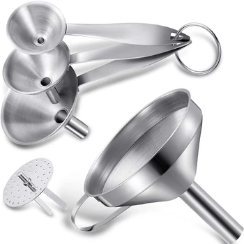 Stainless Steel Kitchen Funnels Set of 4, Funnels with Metal Long Handle, Funnel with Removable Strainer Filter
Stainless Steel Kitchen Funnels Set of 4, Funnels with Metal Long Handle, Funnel with Removable Strainer Filter