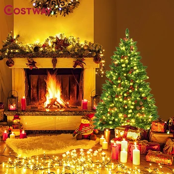 4.5 Ft Pre-lit 300 LED Lights Hinged Christmas Tree Extremely Lifelike Pine Cones Red Berries Easy Install Indoor Decorations
4.5 Ft Pre-lit 300 LED Lights Hinged Christmas Tree Extremely Lifelike Pine Cones Red Berries Easy Install Indoor Decorations