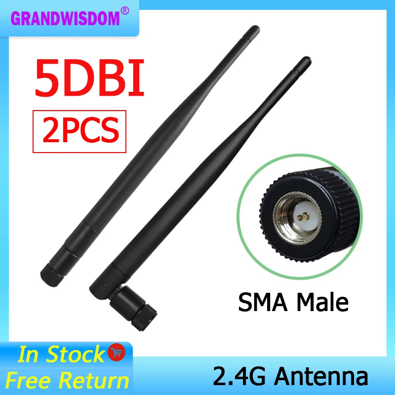 2pcs 2.4GHz WIFI Antenna 5dbi Aerial SMA Male connector wi fi antena 2.4 ghz IOT antenne wi-fi for Wireless Router antenas | Мобильные