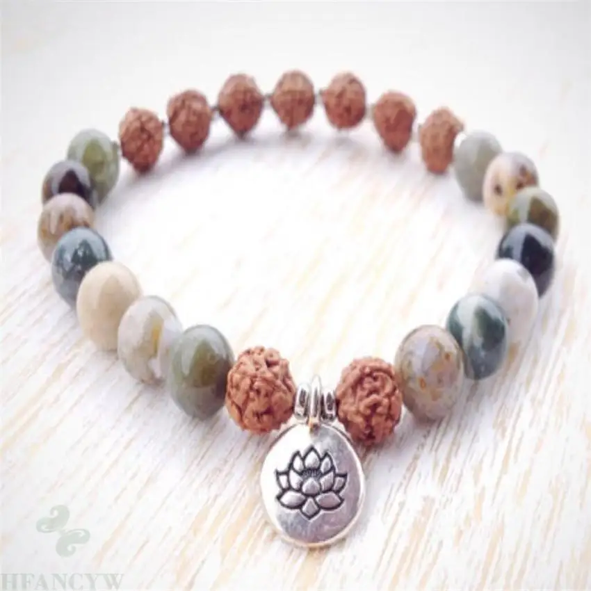 8mm Indian Agate Gemstone Mala Bracelet lotus Buddha pendant Chakras Healing Bless Tibet silver Monk Buddhism Men Gemstone Yoga
8mm Indian Agate Gemstone Mala Bracelet lotus Buddha pendant Chakras Healing Bless Tibet silver Monk Buddhism Men Gemstone Yoga