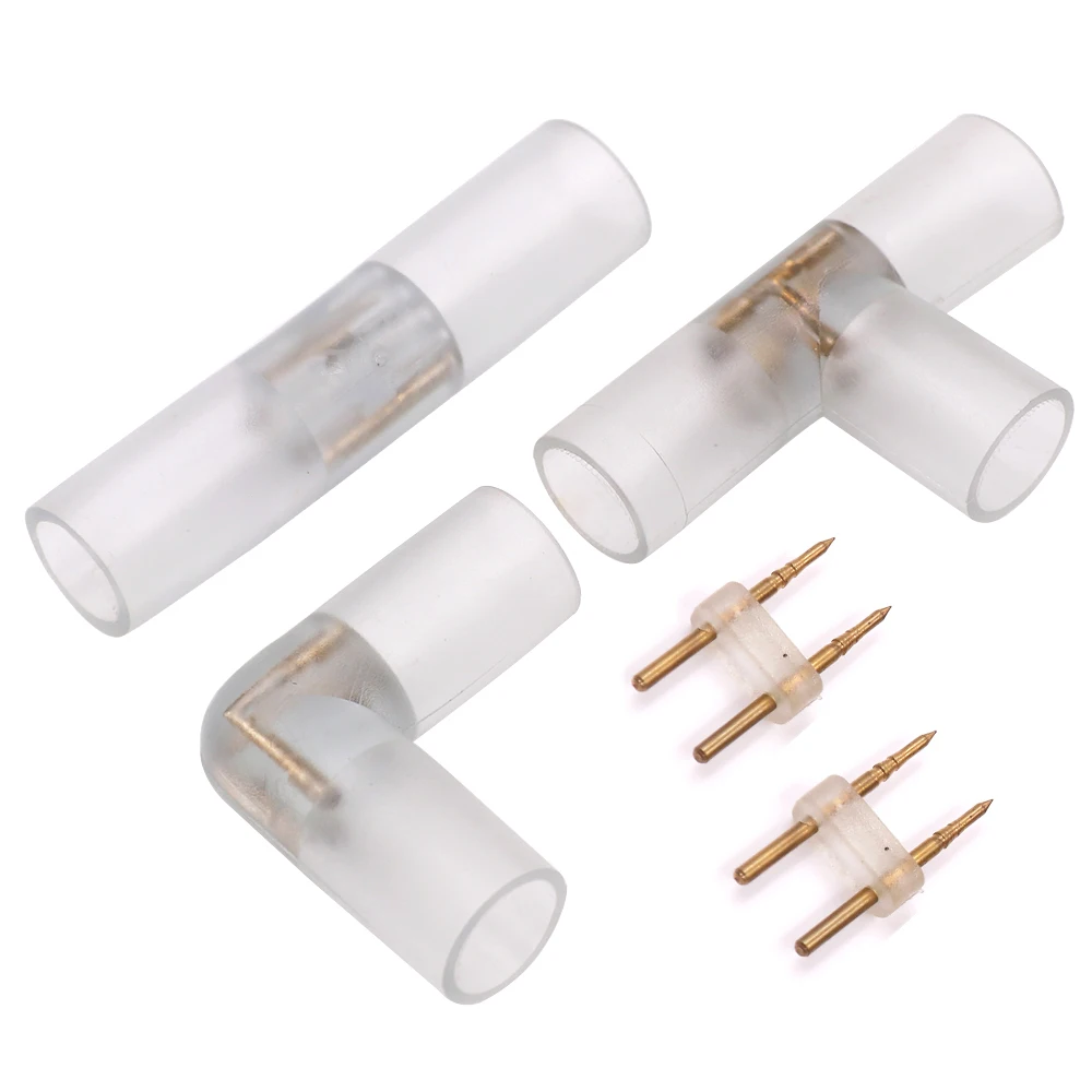 5pcs 2PIN T L I Shape Corner Connector Led Light Middle for 14mm Round Tube Neon with 10pcs 2pin 6mm pin | Освещение