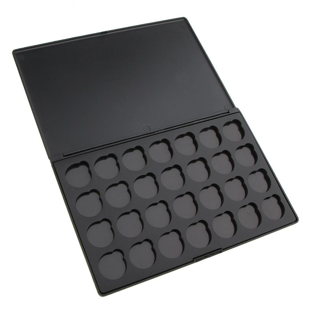 Cosmetic Travel Magnetic Empty Palette Box Eyeshadow Powder Blusher Makeup Case Organizer with 28 Round Pans Tins Set