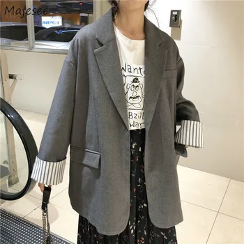 Blazers Women Spring Stylish 2020 Newest Korean Loose Simple Patchwork Student Girls Coats Chic Leisure All-match Lady Outerwear
Blazers Women Spring Stylish 2020 Newest Korean Loose Simple Patchwork Student Girls Coats Chic Leisure All-match Lady Outerwear