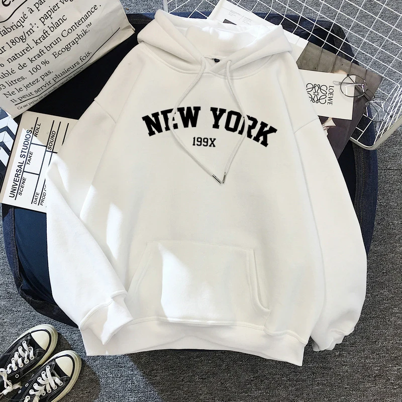 NEW Sweatshirts velvet winter Women's NEW YORK printing Hooded Female 2020 Cotton Thicken Warm Hoodies Lady Autumn Tops NEW Sweatshirts velvet winter Women's NEW YORK printing Hooded Female 2020 Cotton Thicken Warm Hoodies Lady Autumn Tops