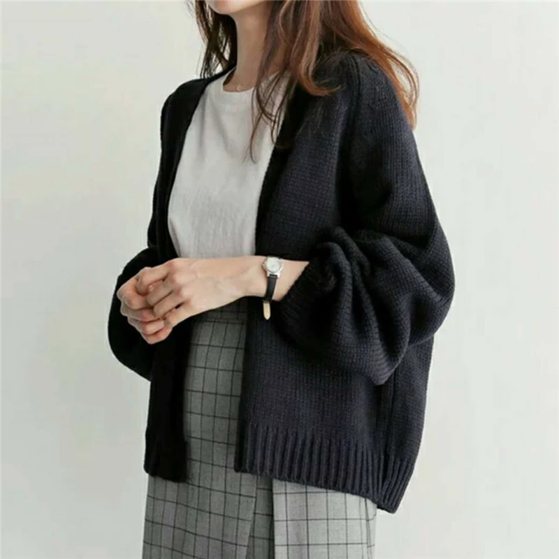 FUNKLOUZ Women's Sweater Cardigan Korean Loose Sweater Coat Solid Knitted Outwear Female Casual Open Stitch 2019 New 
FUNKLOUZ Women's Sweater Cardigan Korean Loose Sweater Coat Solid Knitted Outwear Female Casual Open Stitch 2019 New