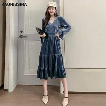 KAUNISSINA Autumn Winter Dress Cocktail Robe Long Flare Sleeve V-Neck Velvet Club Gown Elegant Cocktail Dresses
KAUNISSINA Autumn Winter Dress Cocktail Robe Long Flare Sleeve V-Neck Velvet Club Gown Elegant Cocktail Dresses