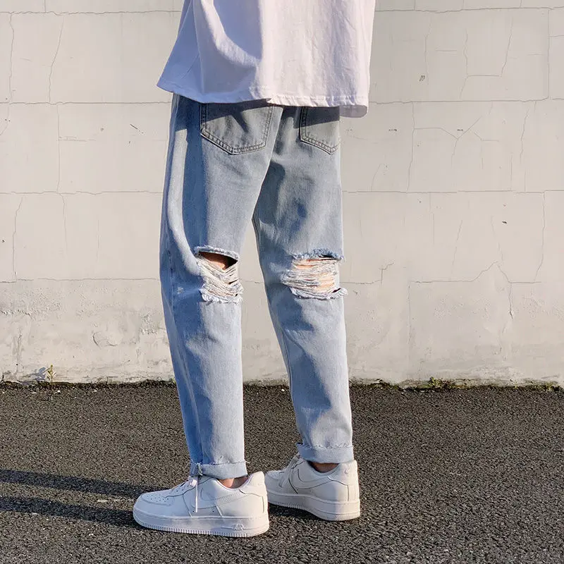 2020 Spring And Summer New Youth Popular Men's Loose Solid Color Hole Nine Points Jeans Fashion Casual Wild Harem Pants
2020 Spring And Summer New Youth Popular Men's Loose Solid Color Hole Nine Points Jeans Fashion Casual Wild Harem Pants