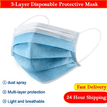 

50pcs Face mask medical surgical mask Disposable mask medical Non-woven Dust Mask Mouth Mask filter mask 24 Hours Shipping