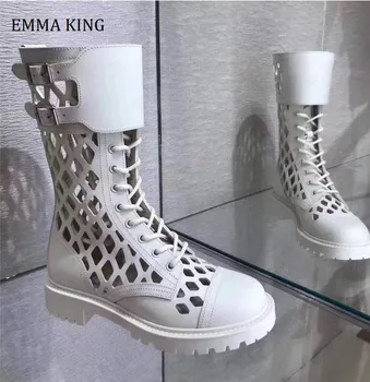 2020 Summer Women Hollowing Out Knee-High Boots Genuine Leather Woman Cross Lace Up Ankle Boots Runway Breathabl Motorcycle Boot
2020 Summer Women Hollowing Out Knee-High Boots Genuine Leather Woman Cross Lace Up Ankle Boots Runway Breathabl Motorcycle Boot