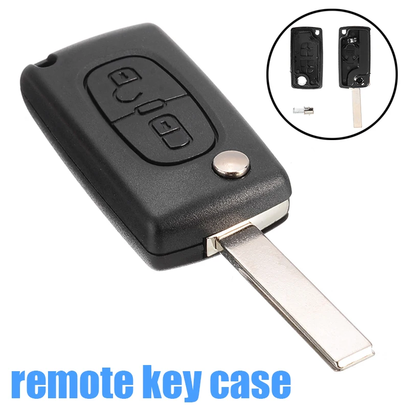 For Peugeot 307 308 407 408 207 2 Buttons Remote Flip Folding Key Shell Uncut Blade Replacement Fob Case No Logo