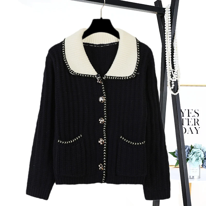 Tunjuefs Loose Turn-down Collar Pockets Cardigan Women Sweater Coat Striped Button Long Sleeve Shrug Runway Knitted Top Winter 
Tunjuefs Loose Turn-down Collar Pockets Cardigan Women Sweater Coat Striped Button Long Sleeve Shrug Runway Knitted Top Winter