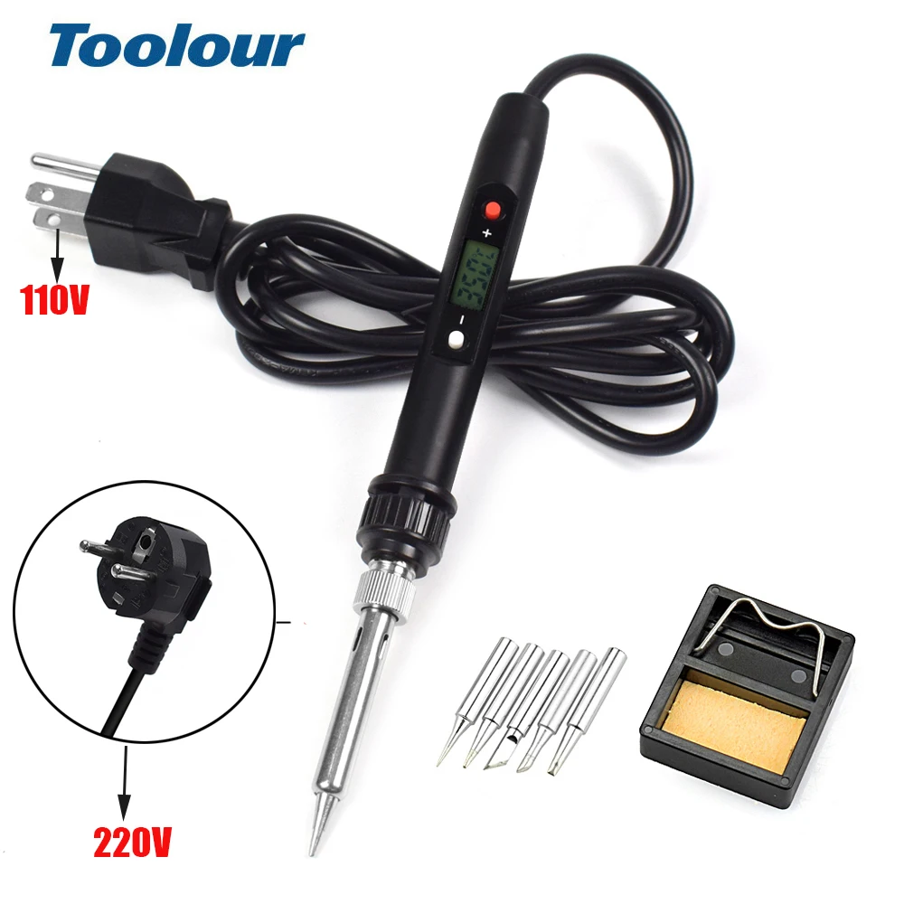 Toolour EU/US 220V/110V 80W Adjusting Temperature Electric Soldering Iron Welding Tool Set with 5 Iron Tips Soldering Stand
Toolour EU/US 220V/110V 80W Adjusting Temperature Electric Soldering Iron Welding Tool Set with 5 Iron Tips Soldering Stand