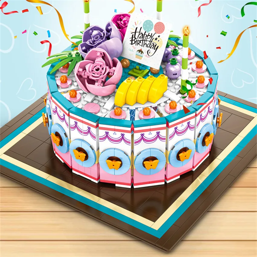 cake food flower sembo block bricks sets diy gifts toys for