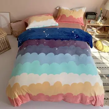 Rainbow Bedding Set Milk velvet print Bed Set Twin Queen King Size Bed Sheet warm Duvet Cover Set pillowcases Bedding Real shot
Rainbow Bedding Set Milk velvet print Bed Set Twin Queen King Size Bed Sheet warm Duvet Cover Set pillowcases Bedding Real shot