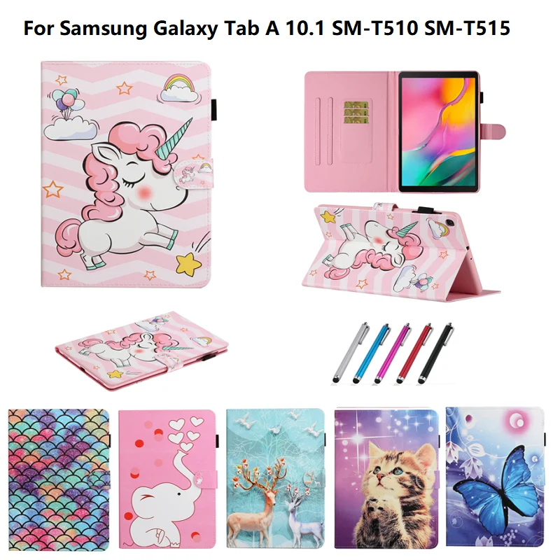 For Samsung Galaxy Tab A 10 1 2019 Case Kawaii Unicorn Cat Cover 10.1 SM-T510 SM-T515 Wallet Fundas Girls Kids | Компьютеры и офис