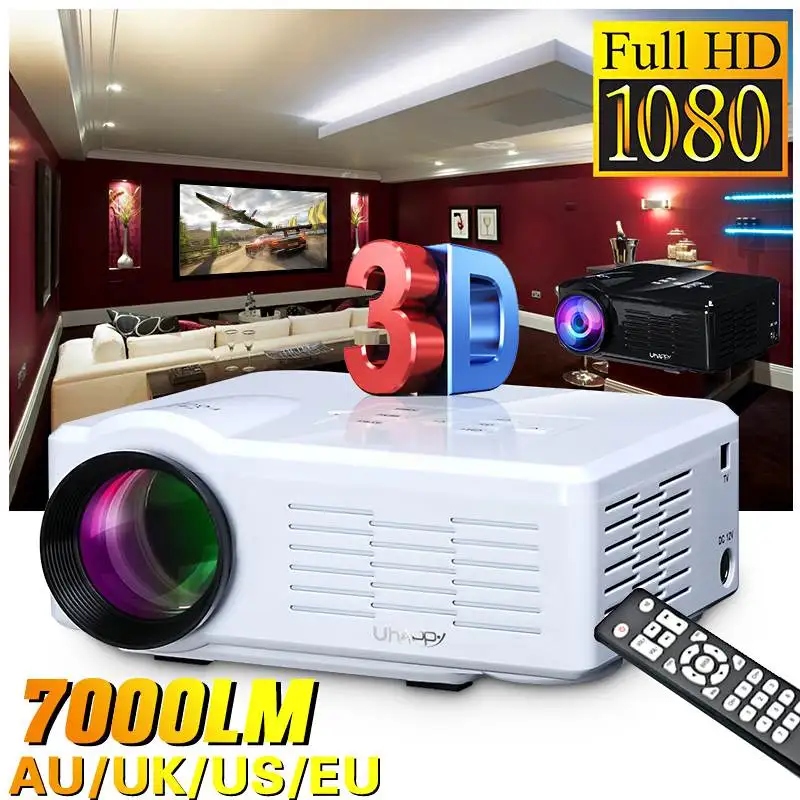 HD мини проектор Родной 800x480 светодиодный WiFi Proyector 7000 люмен Видео Домашний