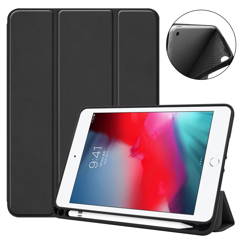 Business Smart Cover For iPad mini4 mini5 2019 7.9 inch Folding PU Leather Soft TPU Flip Stand Back Cover with Pencil Holder
Business Smart Cover For iPad mini4 mini5 2019 7.9 inch Folding PU Leather Soft TPU Flip Stand Back Cover with Pencil Holder