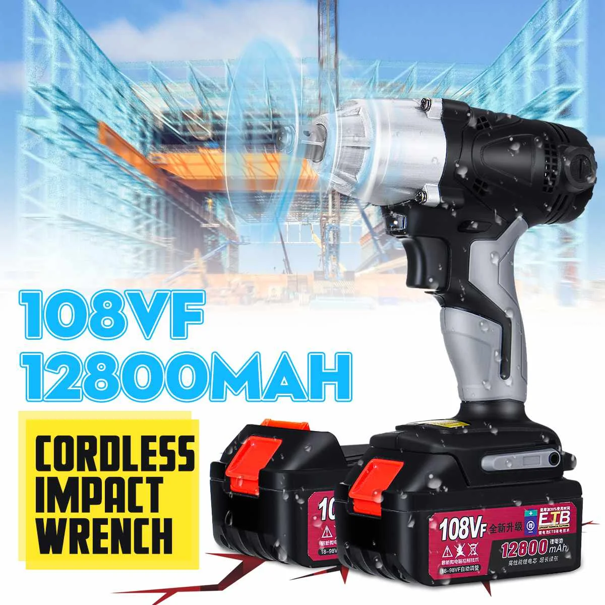New 108VF 320Nm 12800mAh Cordless Electric Impact Wrench Drill 1/2'' Driver Driver Kit Multiple Uses With Lithium Battery
New 108VF 320Nm 12800mAh Cordless Electric Impact Wrench Drill 1/2'' Driver Driver Kit Multiple Uses With Lithium Battery