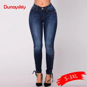 2019 Spring Size Zipper Fly Side Lace Up Jeans Skinny High Waist Pockets Denim Pant Women Jeans Pencil Pants Trousers Big Size
2019 Spring Size Zipper Fly Side Lace Up Jeans Skinny High Waist Pockets Denim Pant Women Jeans Pencil Pants Trousers Big Size